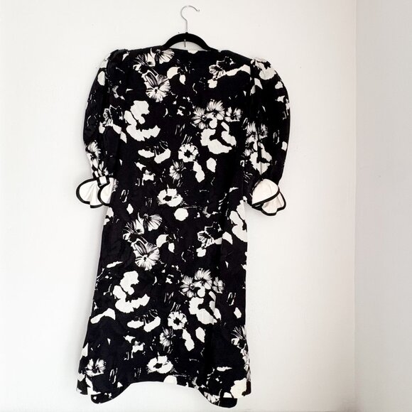 80's Flora Kung New York Power Suit Silk Button Down Dress with Shoulder Pads - Picture 3 of 10